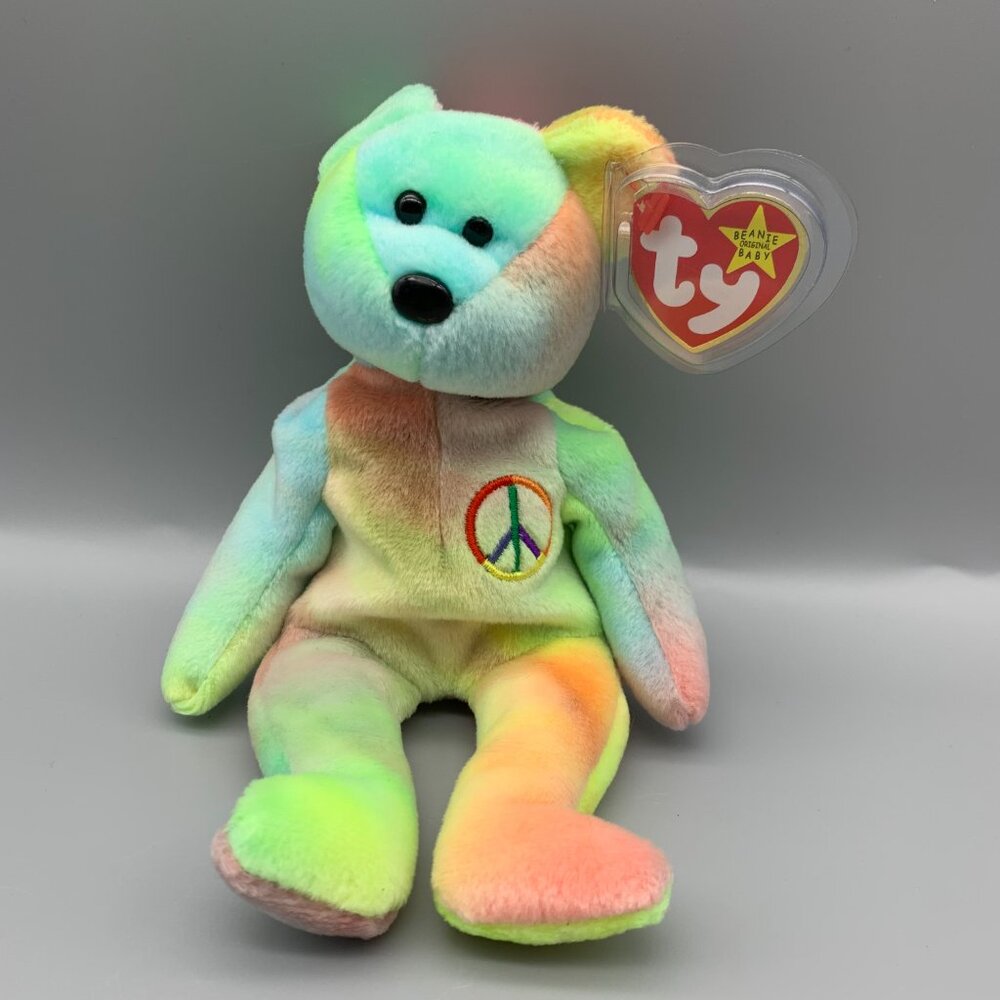 1996 Ty Beanie Babies Collection PEACE the Multi-Colored Bear - Picture 1 of 8